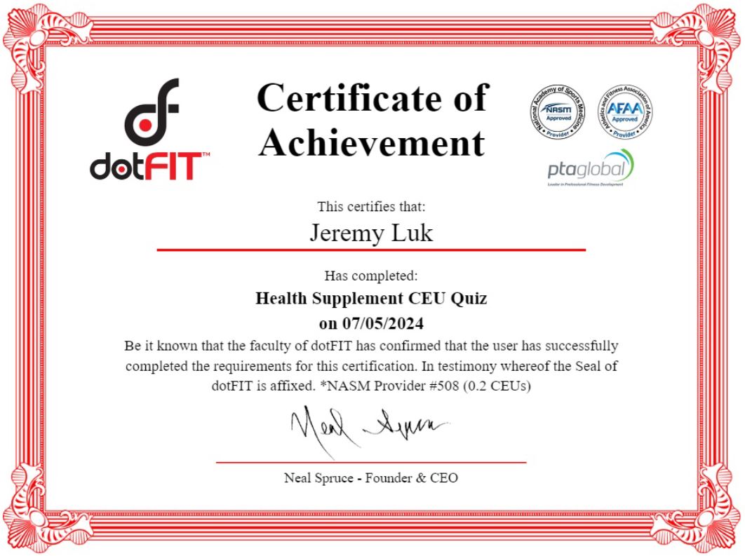 dotFit health certification